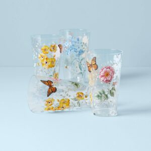 Floral Acrylic Highball Glasses, Set of 4