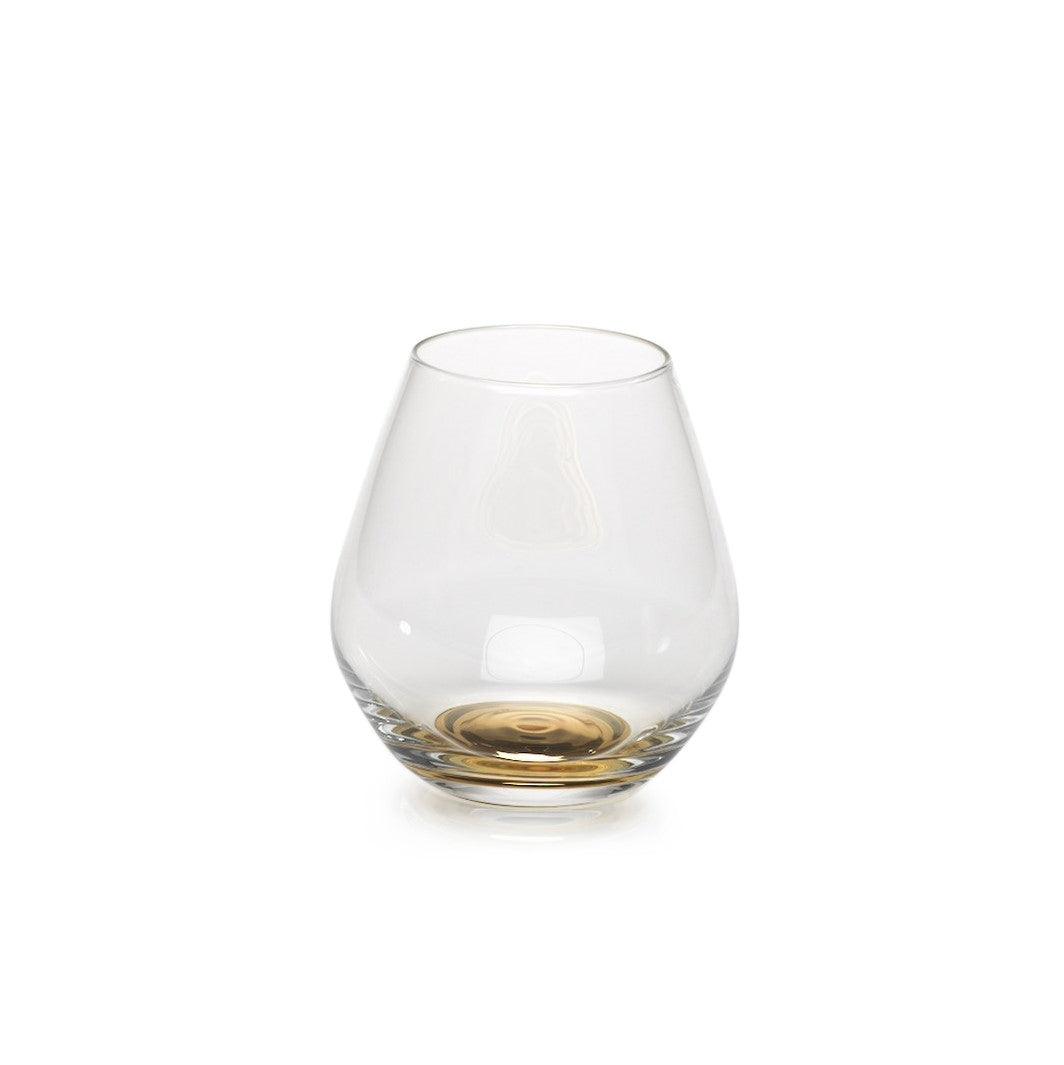Gold Base Stemless Wine Glass and Decanter