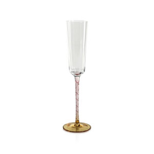 Crackled Stem Glassware - Amber and Pink
