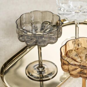 Handblown Smoke Coupe Glass Set of 4