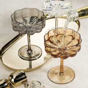 Handblown Amber Coupe Glass Set of 4