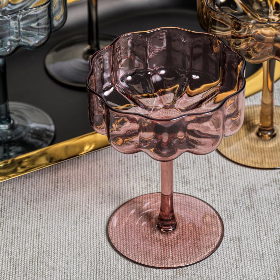 Handblown Blue Coupe Glass Set of 4 - Image 2