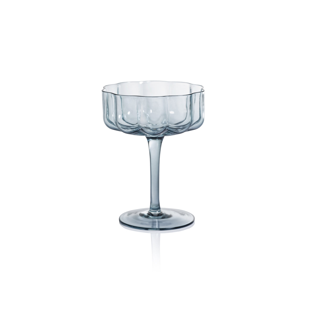 Handblown Blue Coupe Glass Set of 4 - Image 3